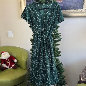 Green Polka Dot Wrap Dress
